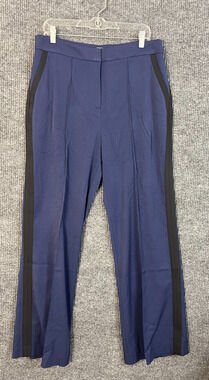 Studio Park Pants Womens 12 Tall 12T Blue Wide Leg Trousers Corporate Chic